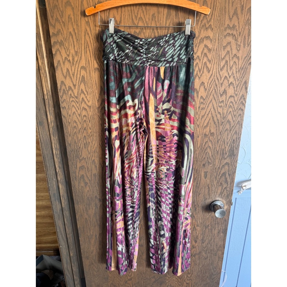 Isle by Melis Kozan Autumn Leaves Crush Wide Leg Ruched Waist Pants 411-6170 M